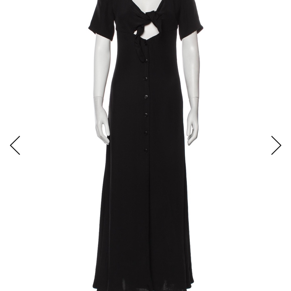 STAUD Black Tie-Front Maxi Dress